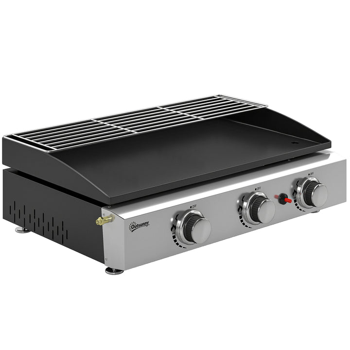 Gasgrill 7,5 KW Bærbar bordgrill med 3 brændere Keramisk belægning Grillrist Varmeplade