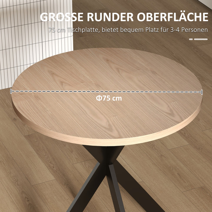 Spisebord 75 x 75 cm rundt køkkenbord til 2-4 personer moderne spisebord med edderkoppefod brun
