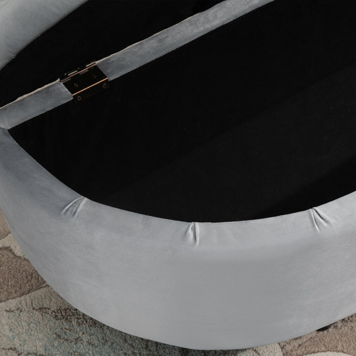 Opbevaringsbænk med fløjlslook, åbent låg, kommode med træben, kommodebænk til stue, entré, soveværelse, 120 x 46 x 42 cm, grå