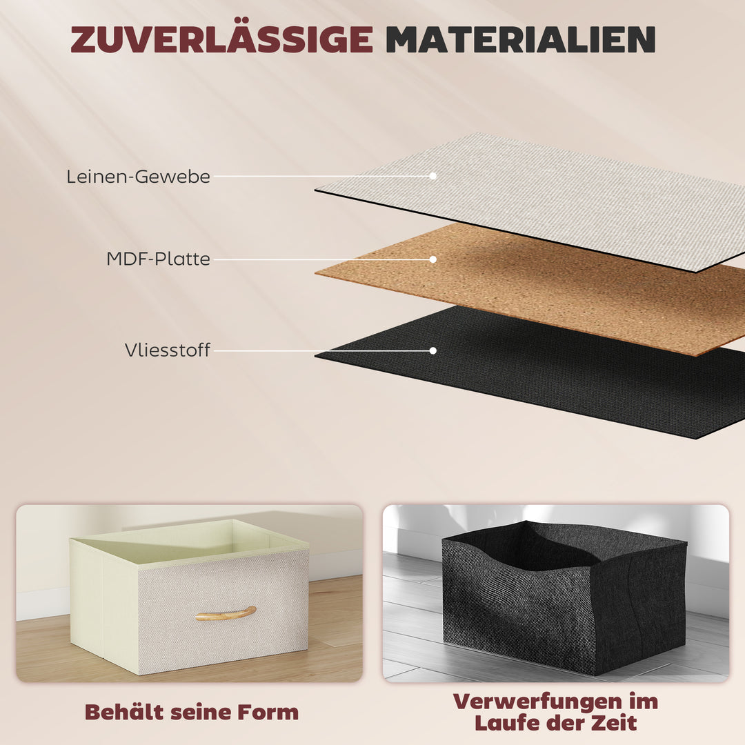 Kommode til soveværelset med 8 stofskuffer, stålstøtter, træfinish, 4 opbevaringslommer, 2 kroge, beige