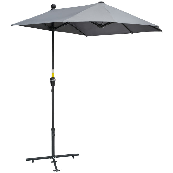 2 x 2 m parasol, halvrund parasol, balkonparasol med holder, vandafvisende til have, terrasse, gårdhave, 100% polyester, mørkegrå