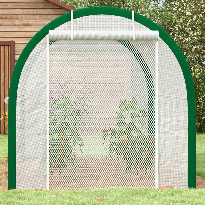 Tunneldrivhus, drivhus, lynlåsdøre, netvinduer, metalramme, 3,5 x 2 x 2m, hvid