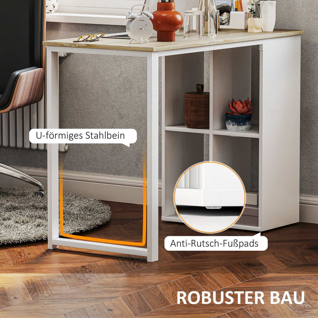 Kompakt computerbord, moderne skrivebord med opbevaringsrum, til små rum, 100 x 54 x 75 cm, hvid