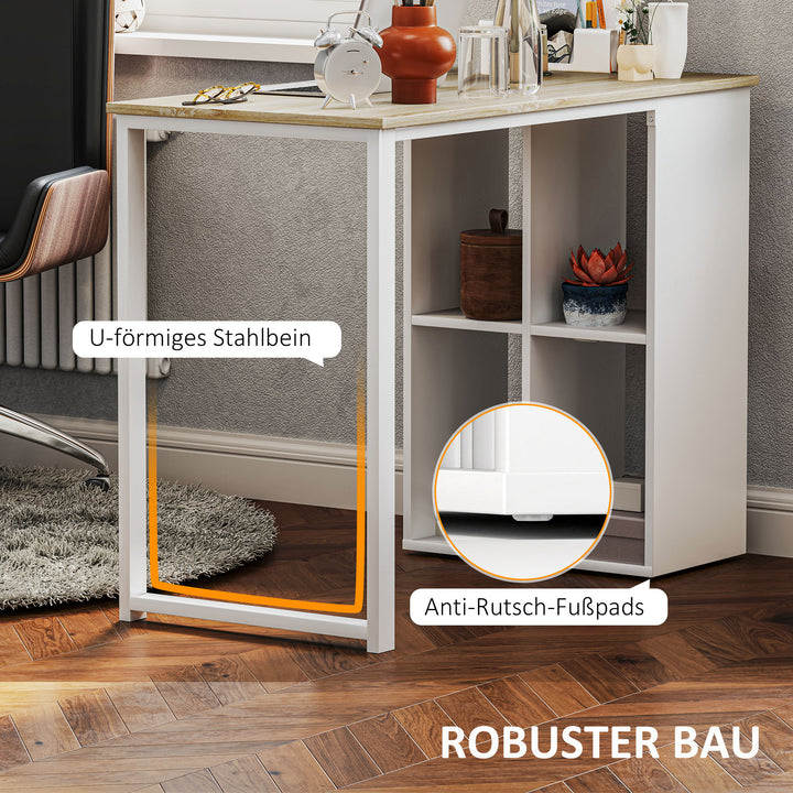 Kompakt computerbord, moderne skrivebord med opbevaringsrum, til små rum, 100 x 54 x 75 cm, hvid