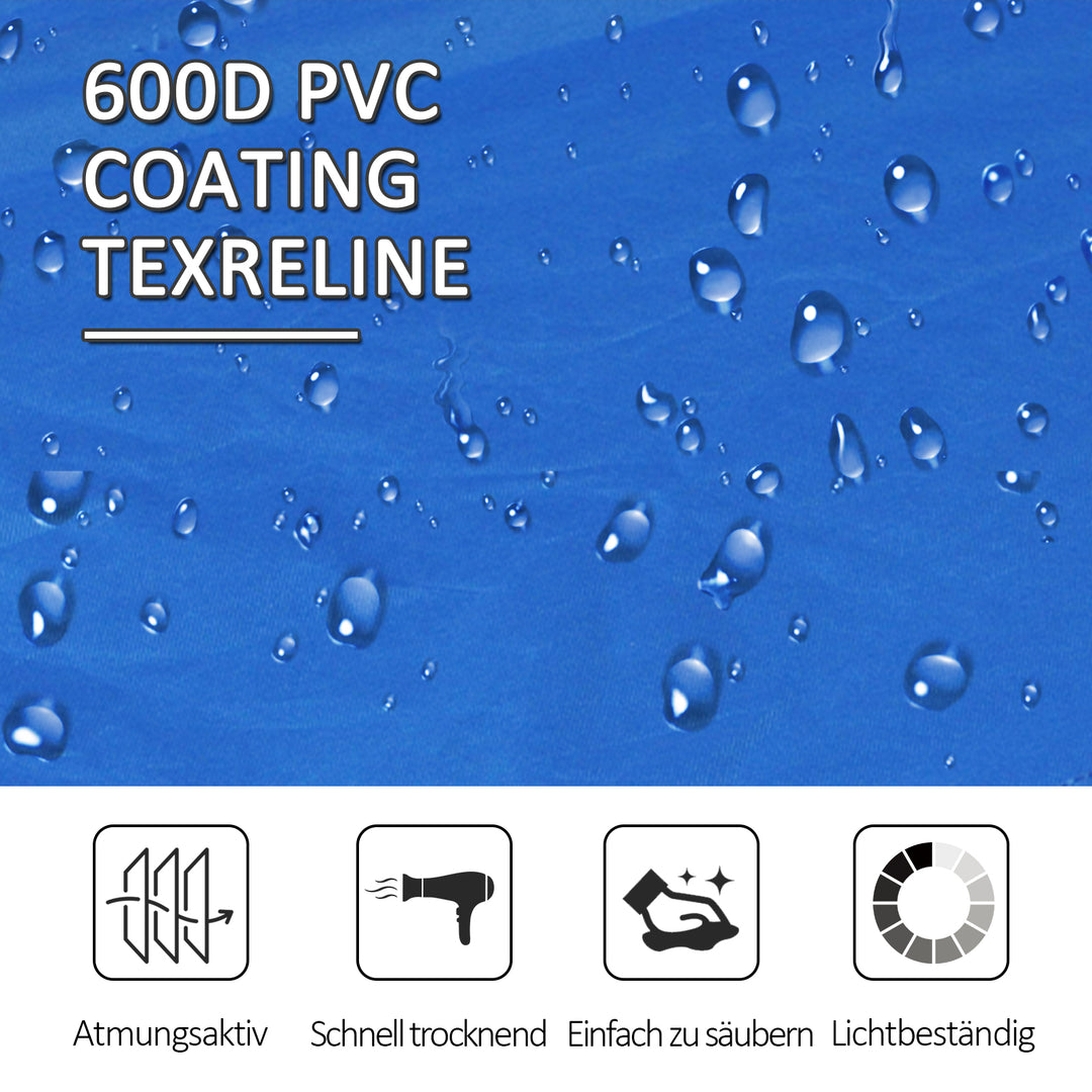 Sammenklappelig campingseng til 2 personer med bæretaske, lasteevne op til 136 kg, stål oxford blå + sort, 193 x 125 x 40 cm