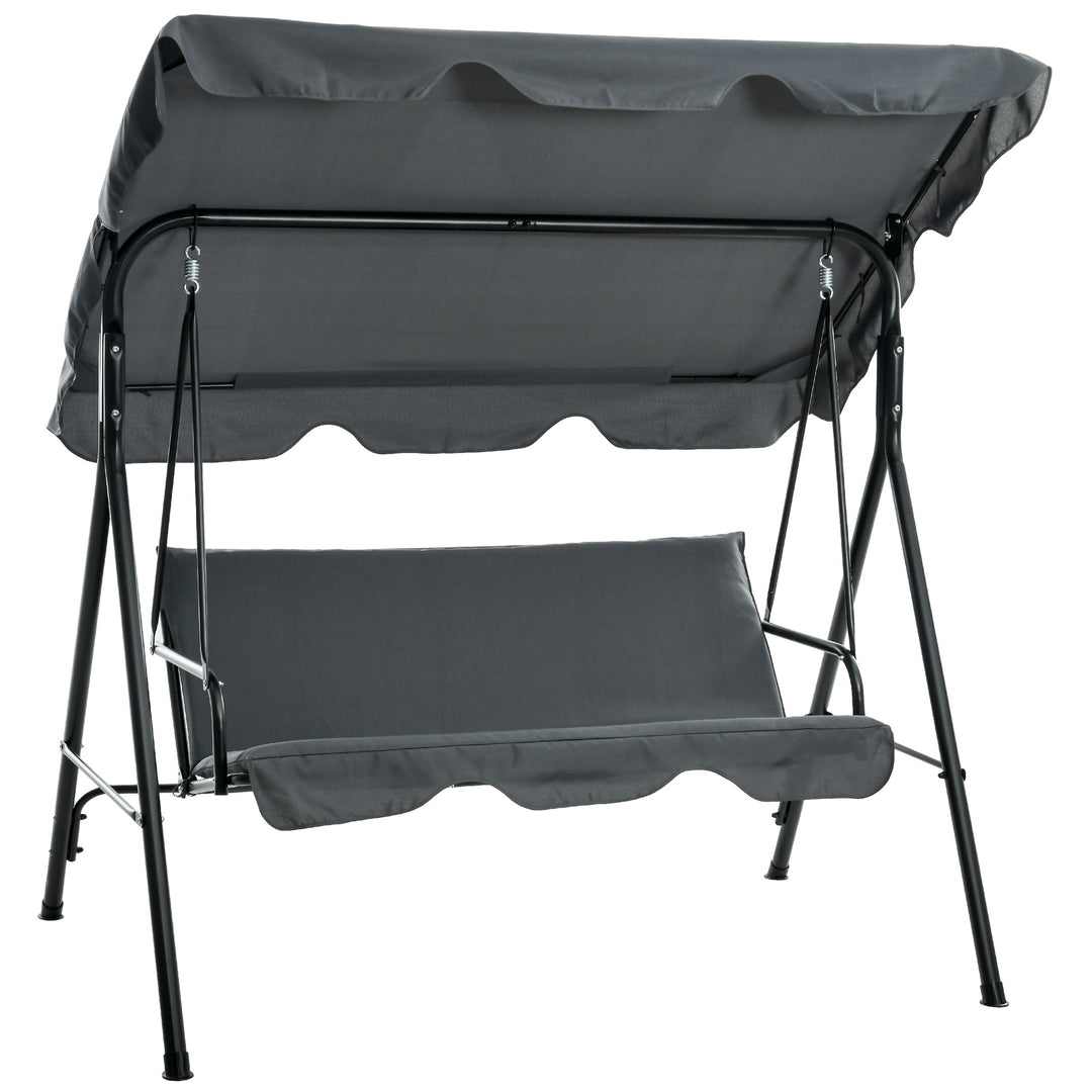 Hollywood gynge, havegynge, 3-personers gyngebænk med tag, stål, 172 x 110 x 153 cm, grå