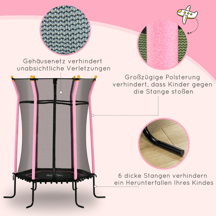 Trampolin til børn, 163,5 cm, med sikkerhedsnet, polstret, stål, lasteevne op til 50 kg