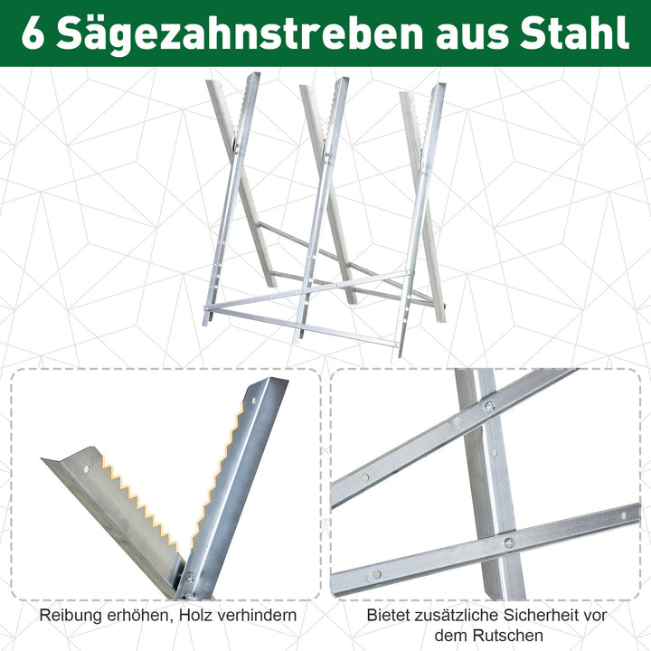 Motorsavstativ, foldbart savstativ til brænde, sølvmetal, 83 x 83 x 79 cm