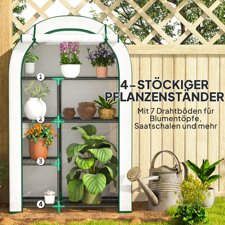 Mini drivhus 4-lags drivhus med plastpresenning bærbar rulleport 100 x 45 x 160 cm hvid