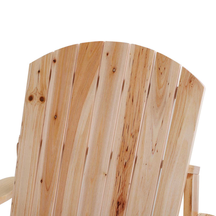 Adirondack havestol med kopholder, haveliggestol, balkonstol, massivt træ, naturlig finish, 72,5 x 97 x 93 cm
