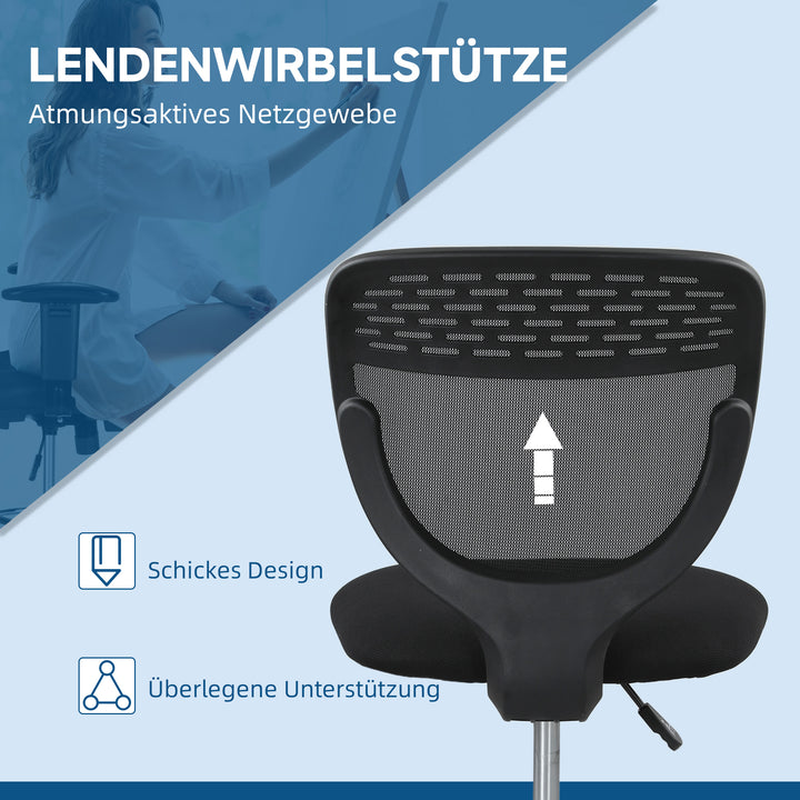 Kontorstol, arbejdsstol, skrivebordsstol, højdejusterbar, polstret, sort