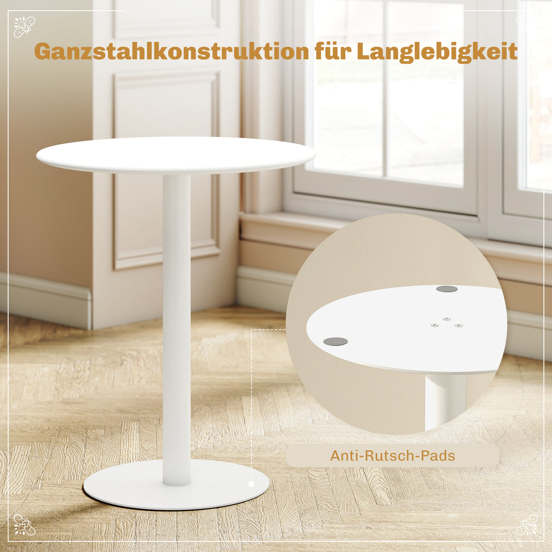 Rundt spisebord til 2 personer, stål, til indendørs og udendørs brug, hvid