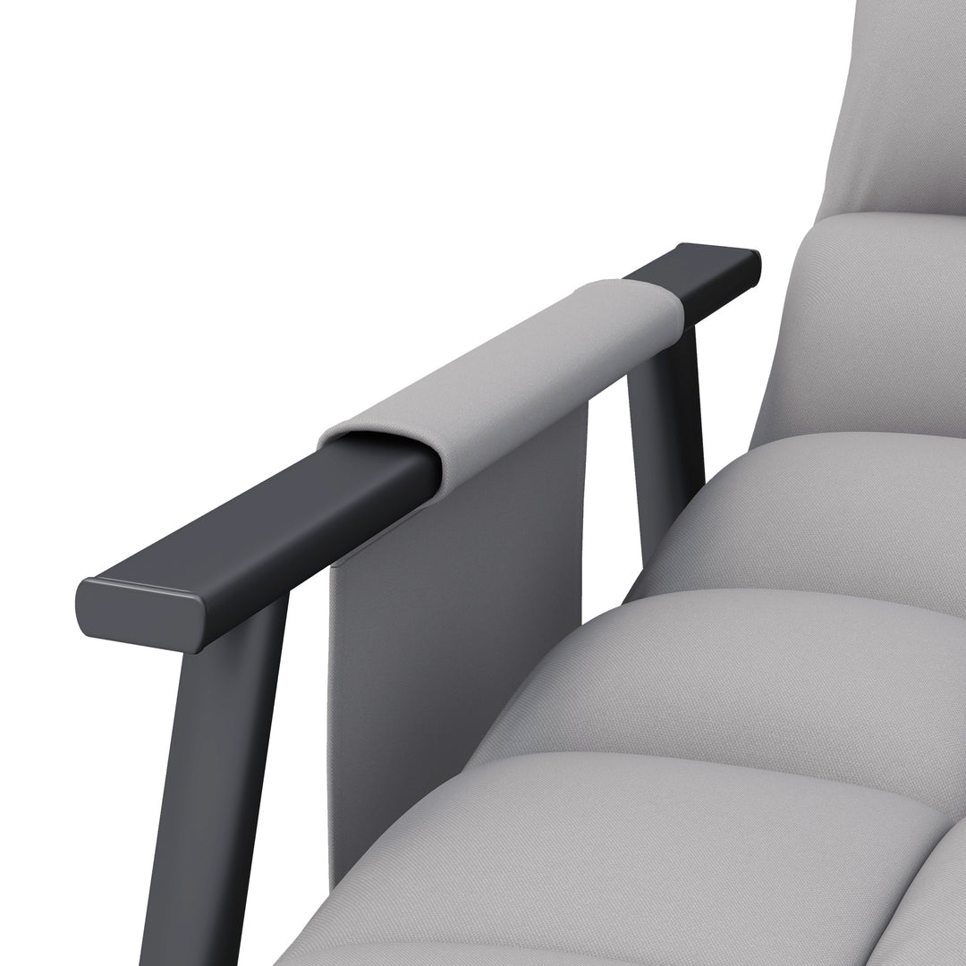 Gyngestol, justerbar ryglæn og fodstøtte, sidelomme, mikrofiberbetræk, metalstel, grå