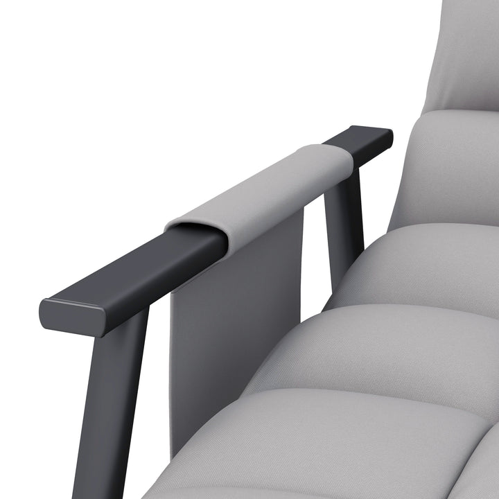 Gyngestol, justerbar ryglæn og fodstøtte, sidelomme, mikrofiberbetræk, metalstel, grå