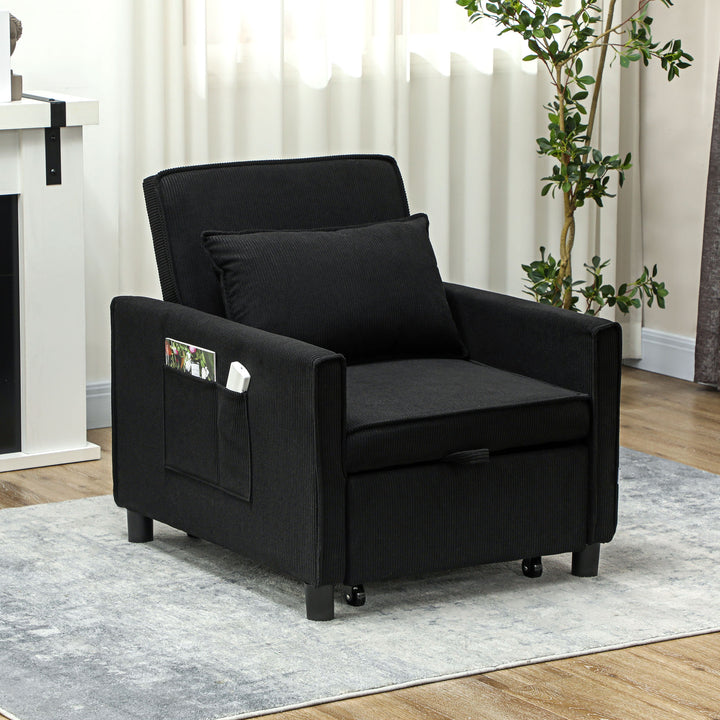 Lænestol, justerbar, 3 positioner, fløjlsbetræk, op til 120 kg, sort