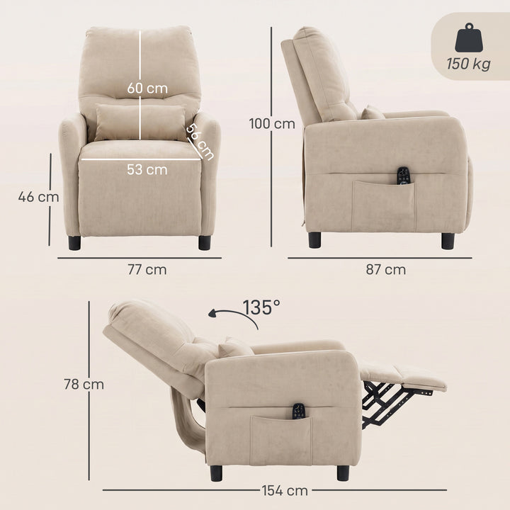 Lænestol med varme, vibrationsmassage og lænefunktion, beige