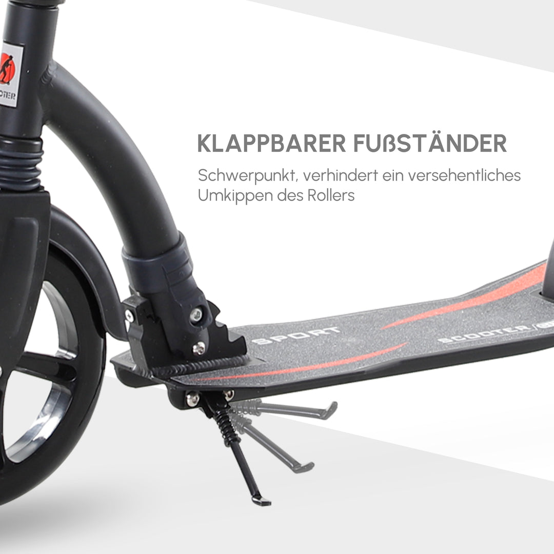 Foldbart løbehjul, sparkscooter, foldbar, med støddæmpere, fra 14 år, sort