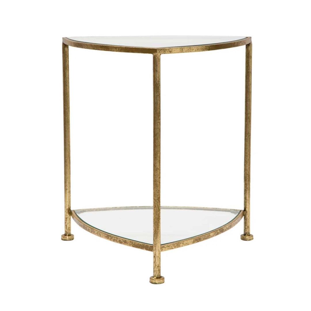 Glam sofabord i jern og glas – 45x45x50 cm