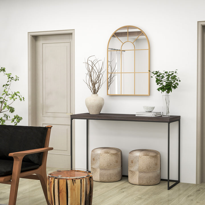 Vægspejl, vinduesdesign, entréspejl, metalramme, 91 x 60 cm, guld