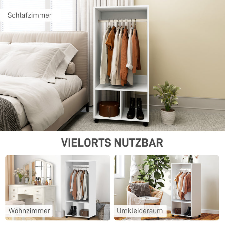 Garderobe, 60 cm x 40 cm x 127 cm, 1 garderobestang, 2 hylder, hvid