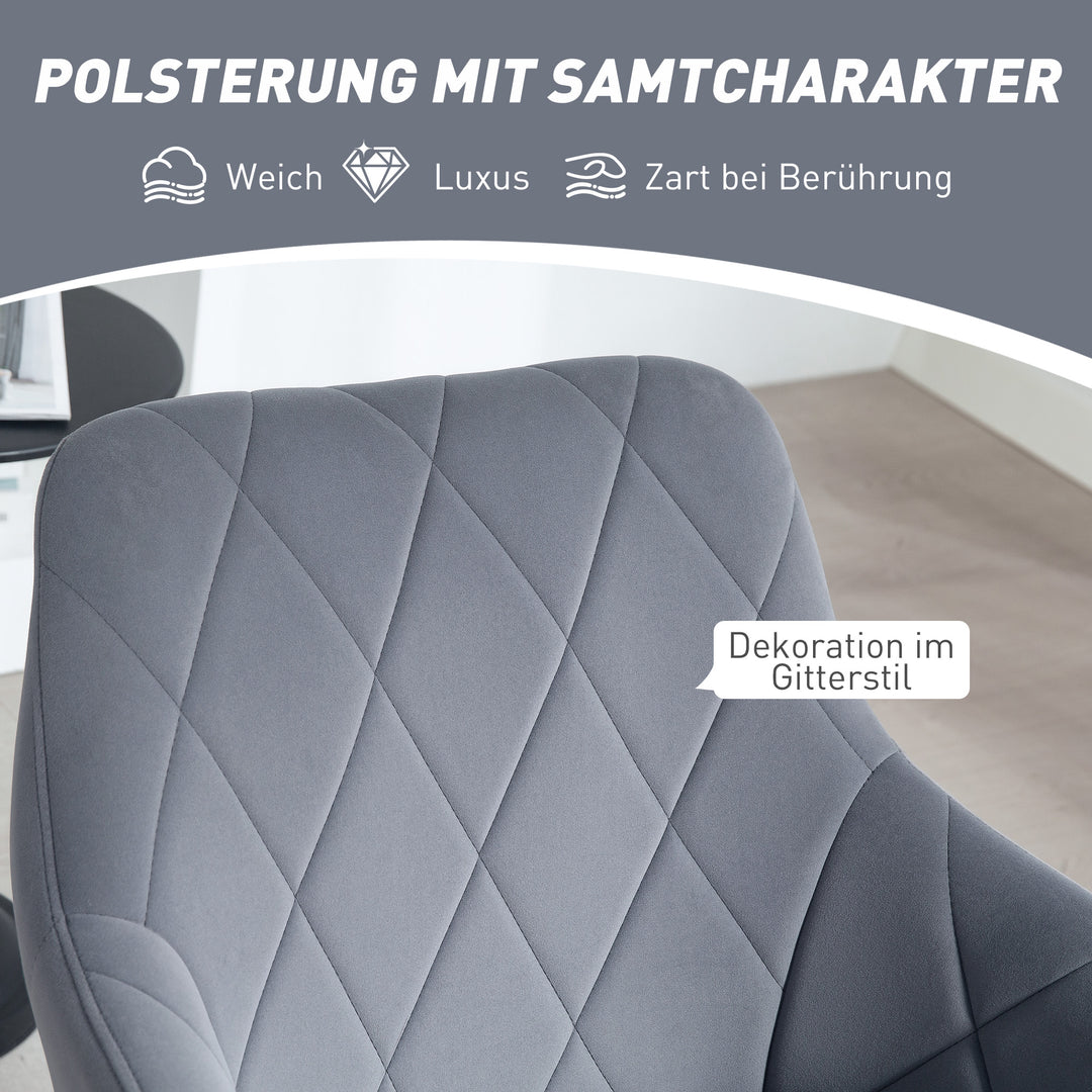 Accentstol i retrodesign fløjlslook 58 cm x 60,5 cm x 79 cm stålgrå