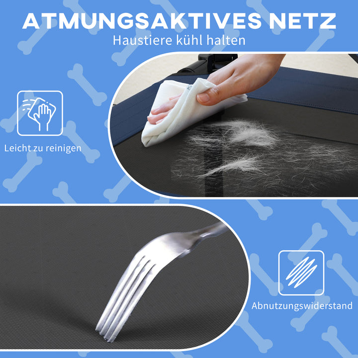 Hundeseng med tag, udendørs, bærbar, vandafvisende, op til 30 kg, 61 x 46 x 63 cm, mørkeblå