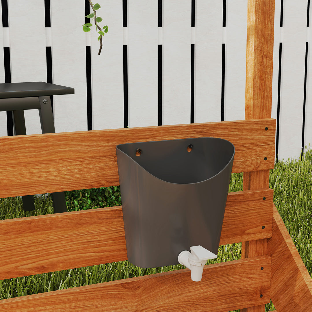 Sandkasse med soltag, piratskib, inklusive børnekøkkenlegesæt, massivt træ, 180 x 103 x 144,5 cm, grøn