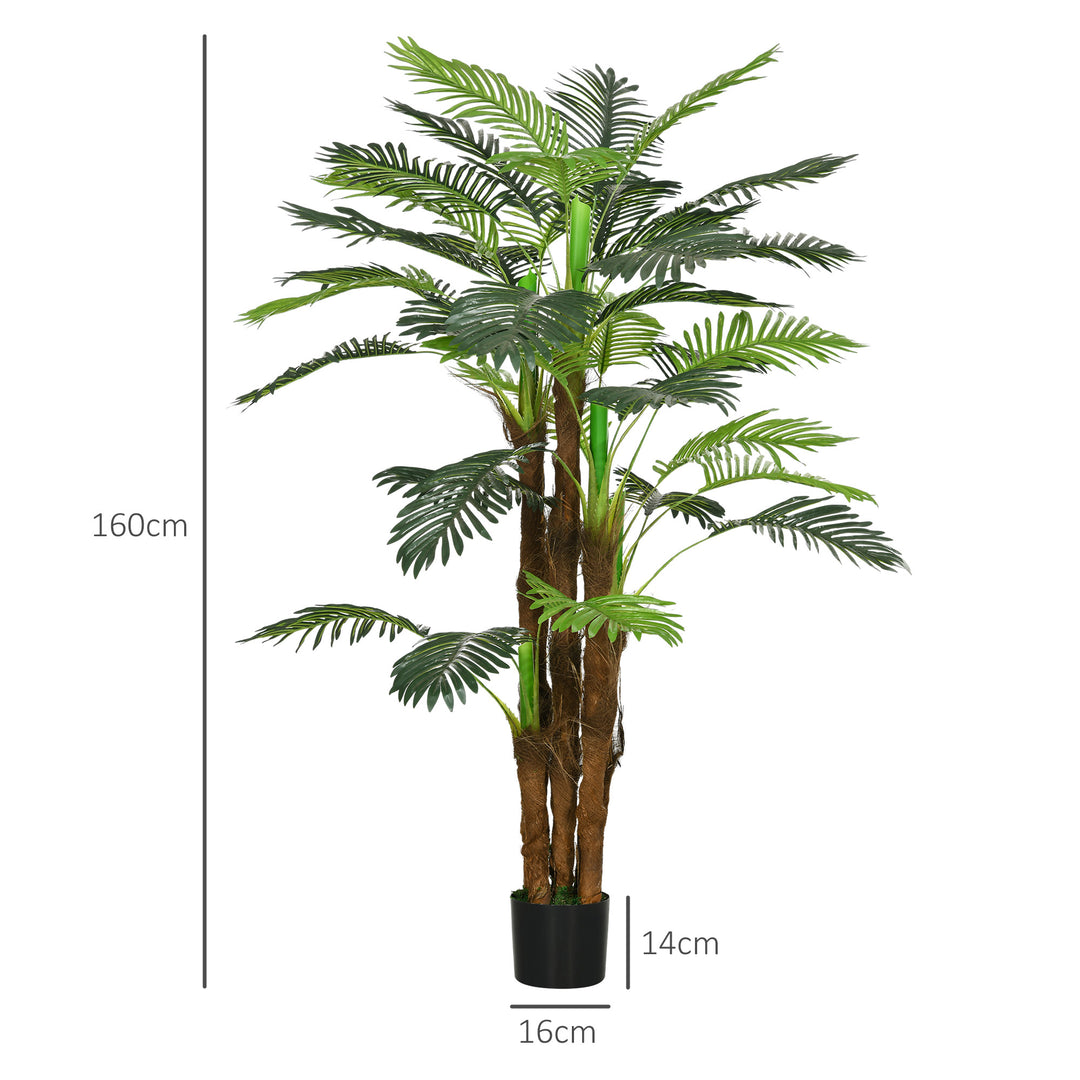 Kunstig palme, 1,6 m, realistiske grene, dekorativ plante, plastik, med potte, brun+grøn