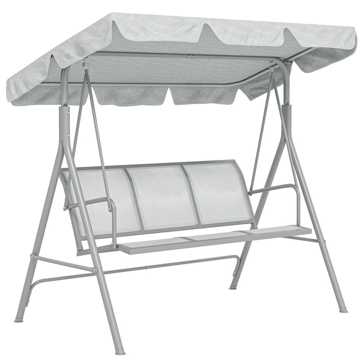 Hollywood-gynge med justerbar solskærm, 3-personers havegynge med skridsikre fødder, gyngebænks bæreevne op til 240 kg, haveliggestol til haven, terrasse, 171x108x154cm, grå