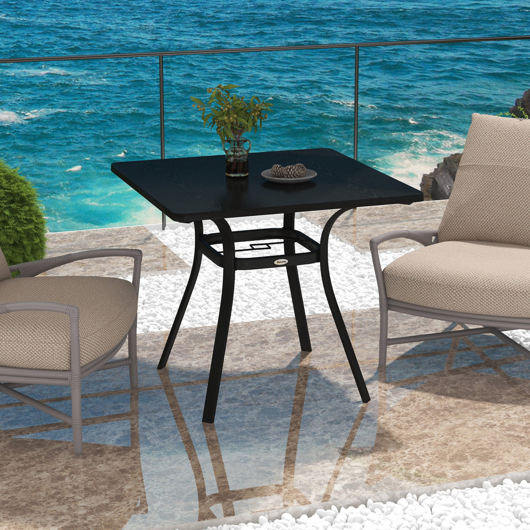 Udendørsbord til 4 personer, stålstel, 80L x 80B x 72H cm, sort