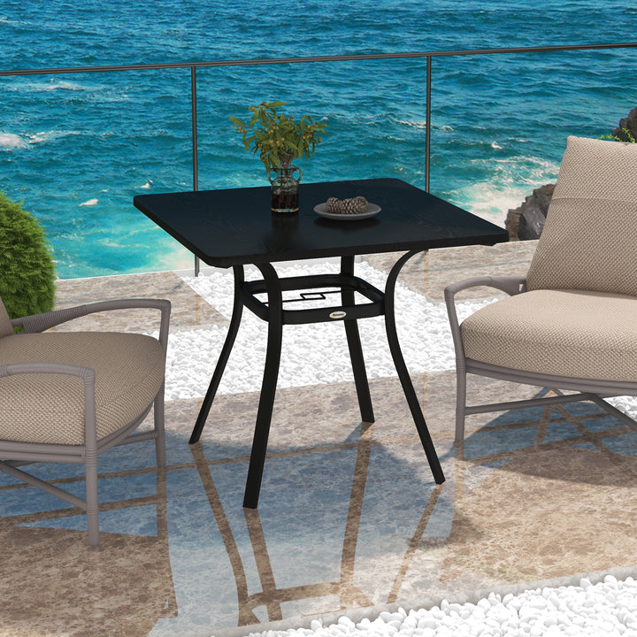 Udendørsbord til 4 personer, stålstel, 80L x 80B x 72H cm, sort