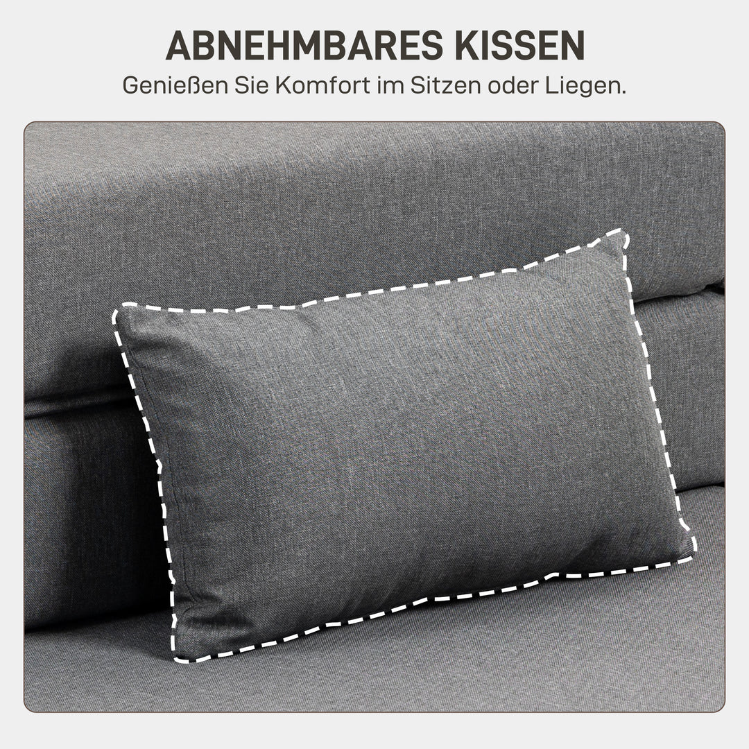 3-i-1 sovesofa med linnedlook, 80 x 80 x 64 cm, mørkegrå