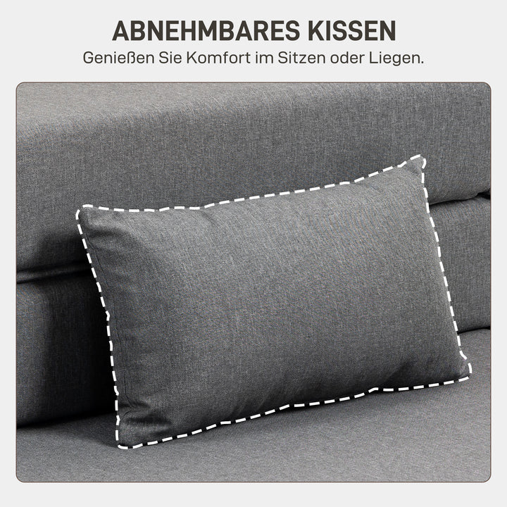 3-i-1 sovesofa med linnedlook, 80 x 80 x 64 cm, mørkegrå