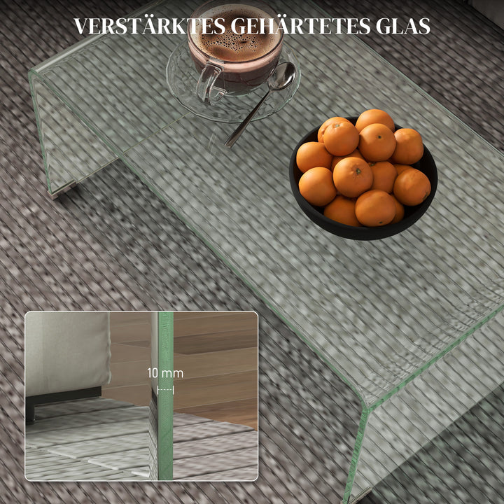 Robust sofabord i glas, design i ét stykke, enkelt og moderne, 80 x 45 x 35 cm, transparent
