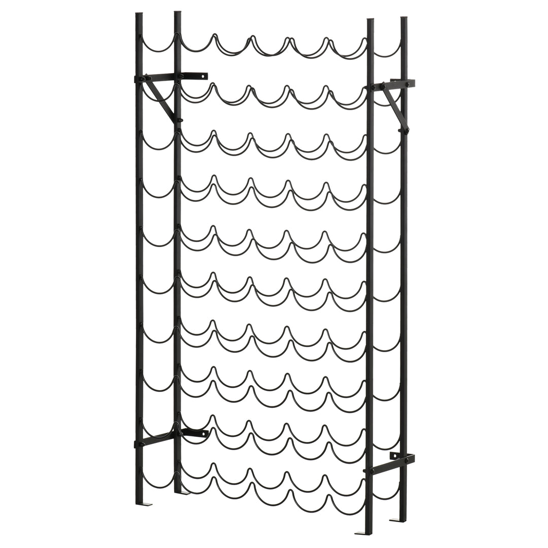 Vinreol vinstativ flaskereol 60 flasker vægmonteret metal sort