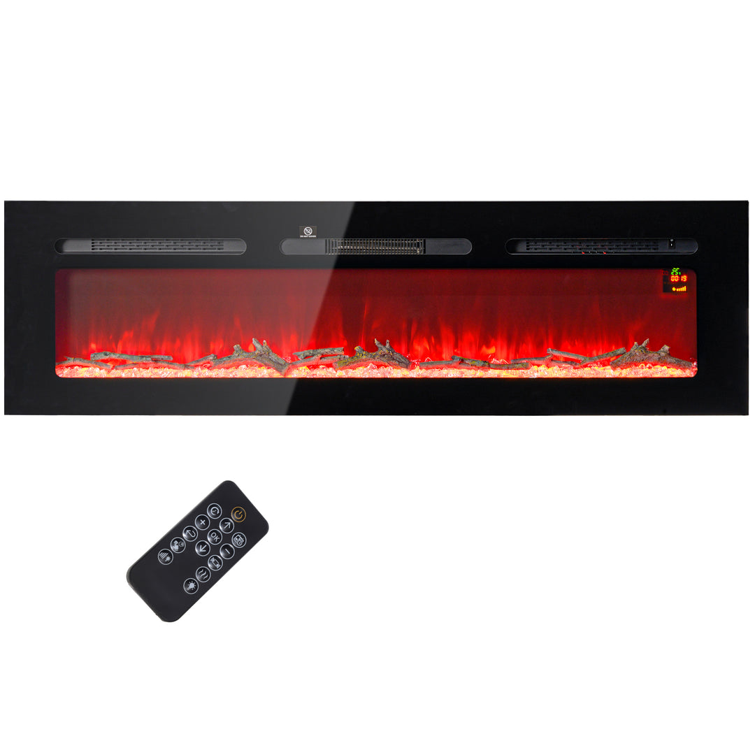 Elektrisk pejs med varmelegeme 1800 W LED 3D flammeeffekt 152,4 cm Sort