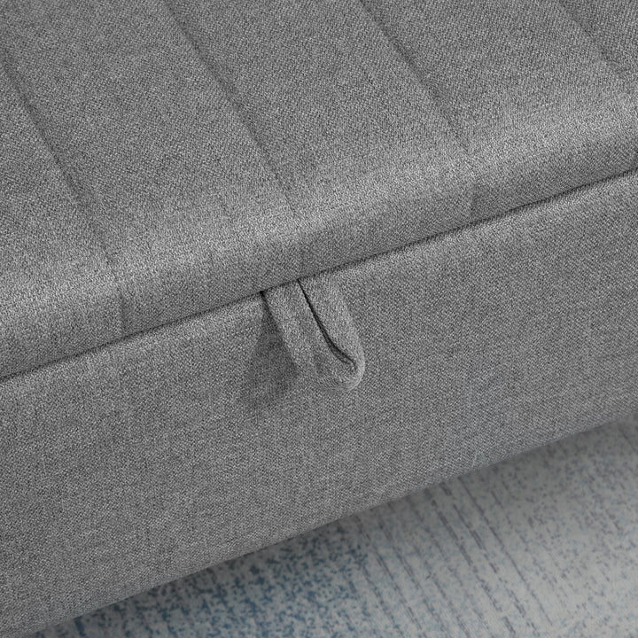 Opbevaringsbænk med linnedlook, kommode med stålben, 102 x 40 x 44 cm, grå