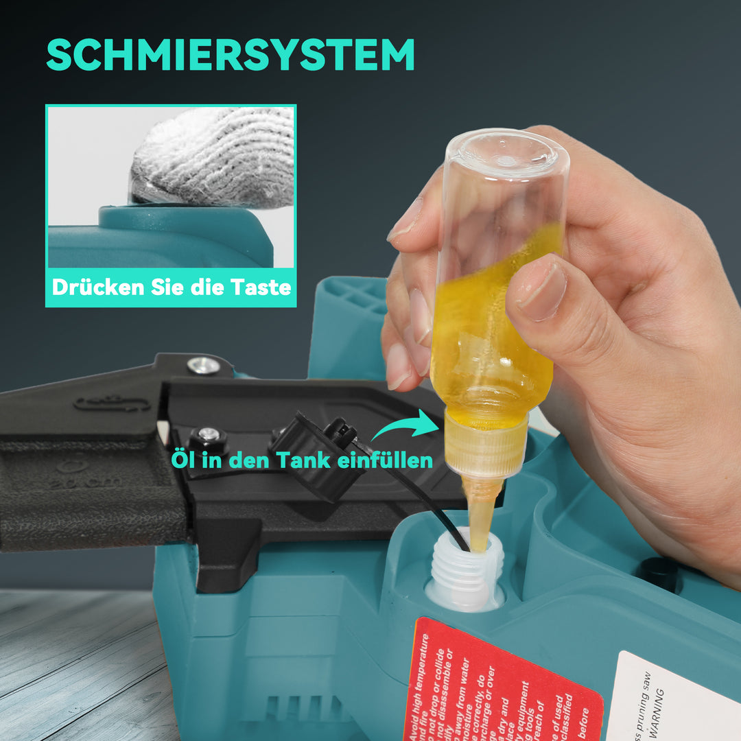 2-I-1 mini motorsav 580w med 8000mah batteri sikkerhedslås 8 tommer 42 x 29 x 10,5 cm blå