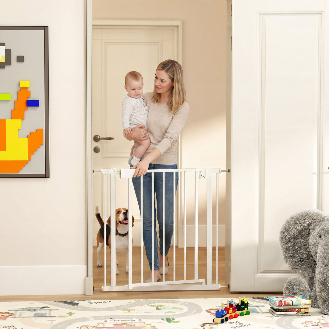 Trappeport, barriereport uden boring, med automatisk lukning til børn, køkken, trappe, 76-82 x 76 cm, hvid