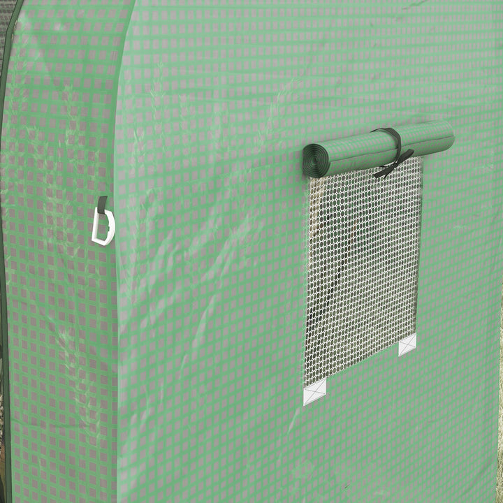 Minidrivhus, 2 planteområder, rulleporte, 185 x 94 x 150 cm, grøn