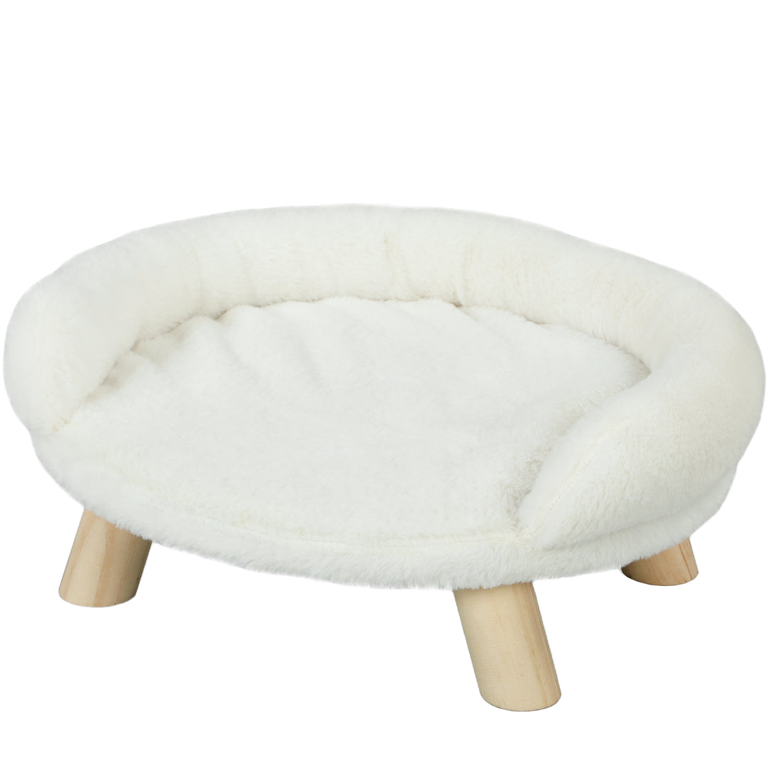 Kæledyrsseng til katte og hunde op til 5 kg/30 cm, vaskbart plysbetræk, cremehvid, 47 x 40 x 20 cm