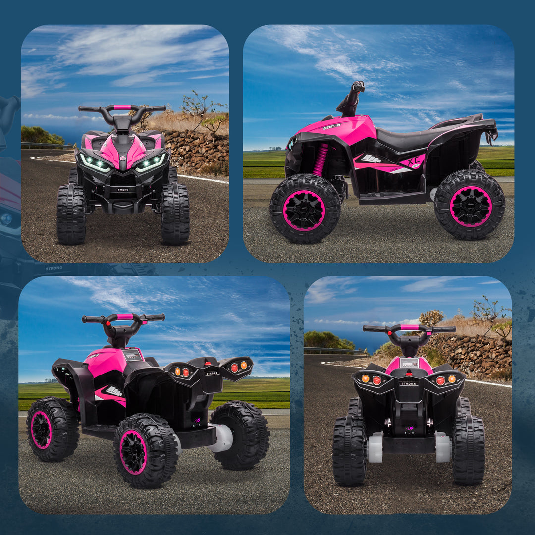 Elektrisk børne-quad, 3-6 km/t, lys/musik, til 3-5 år, op til 25 kg, pink/sort