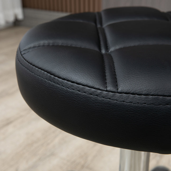 Drejestol, salonstol, højdejusterbar, kunstlæder, quiltet design, sort/sølv