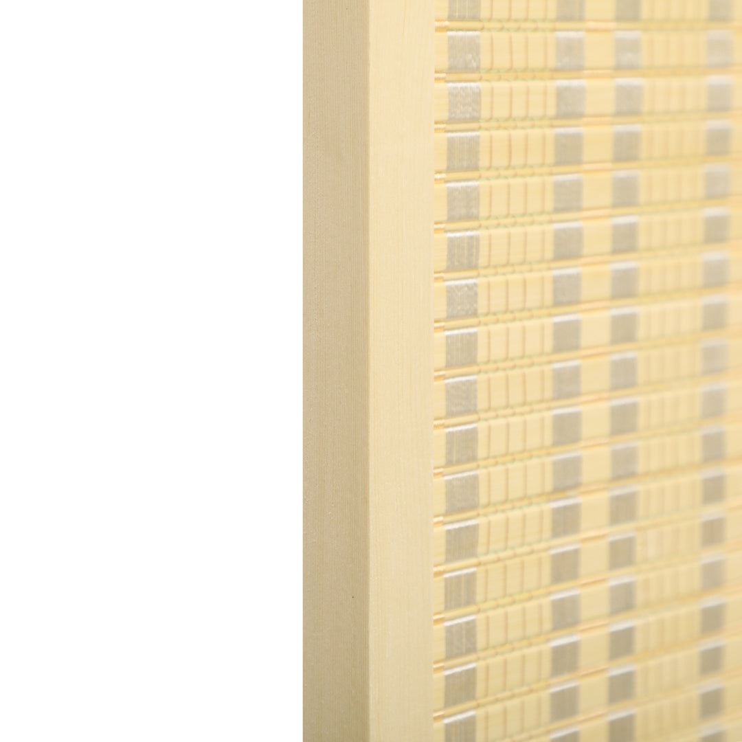 4-Panels rumdeler, 180 x 180 cm, foldbar skærm af bambus og bomuld til stue, soveværelse, natur