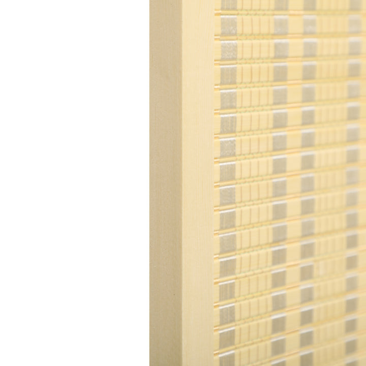 4-Panels rumdeler, 180 x 180 cm, foldbar skærm af bambus og bomuld til stue, soveværelse, natur