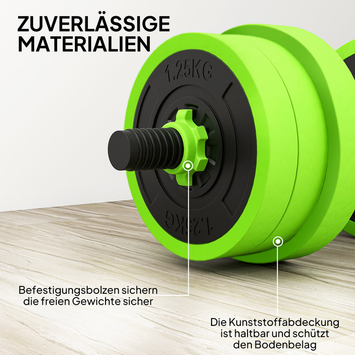 4 i 1 håndvægtsæt 20 kg justerbare håndvægte og vægtstang kettlebell push-up håndtag grøn