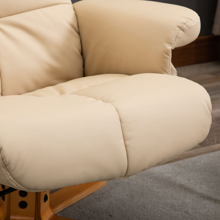 Afslappende stol massagestol med fodskammel opbevaringsplads hvilefunktion tv-stol med massagefunktion tv-stol 145° vipbar polyester cremehvid 80 x 86 x 99 cm