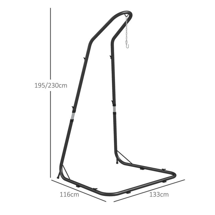 Stativ til hængestole, stel til hængestole, beslag til hængestole, 133 cm x 116 cm x 195/230 cm, sort