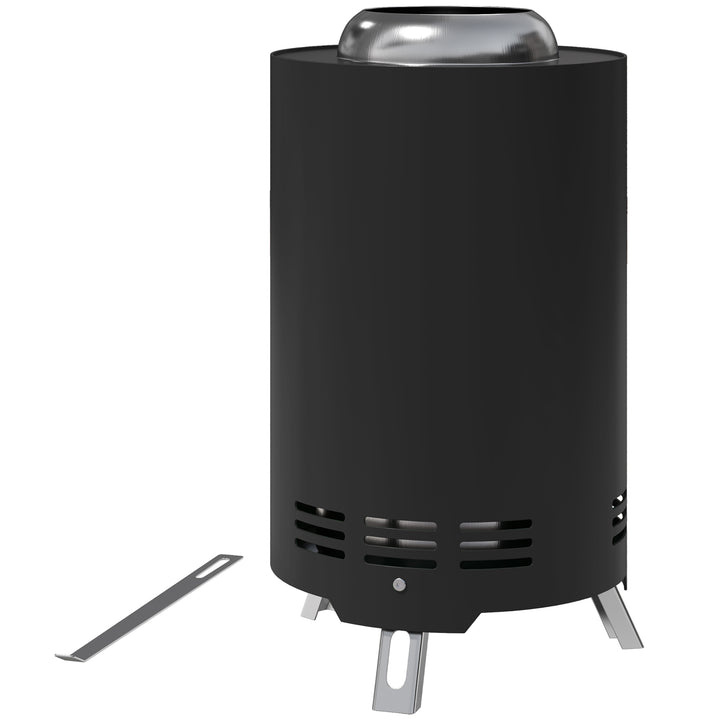 Bålfad 16x25cm lavet af rustfrit stål bålfad med poker røgfri bålfade sort