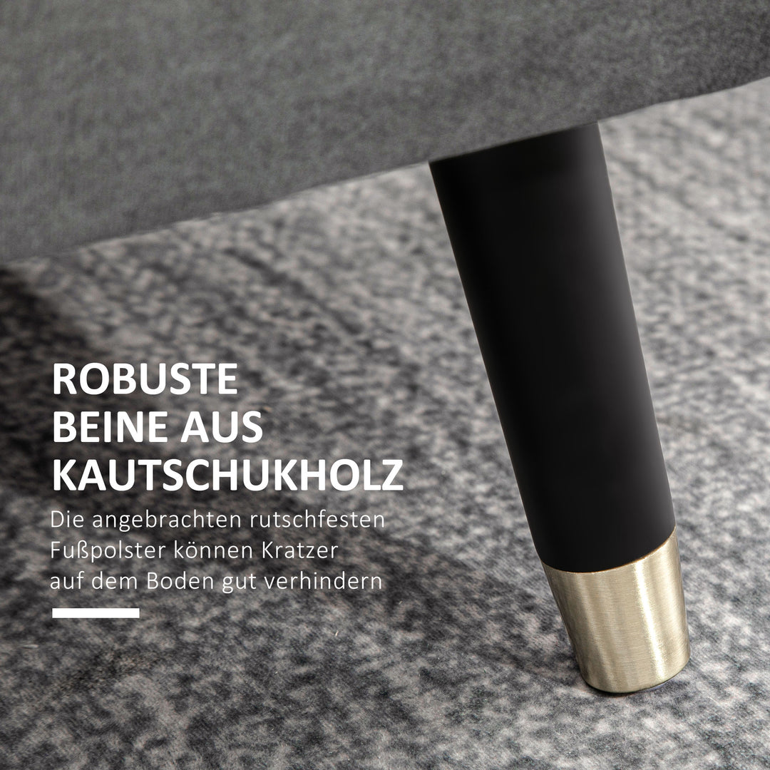 Bænk, polstret bænk med opbevaring, kommodebænk, metal, skum, gummitræ, antracitgrå, 110 x 43 x 45 cm